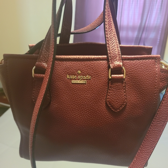 Kate Spade Burgundy Leather Tote Bag - Picture 1 of 7
